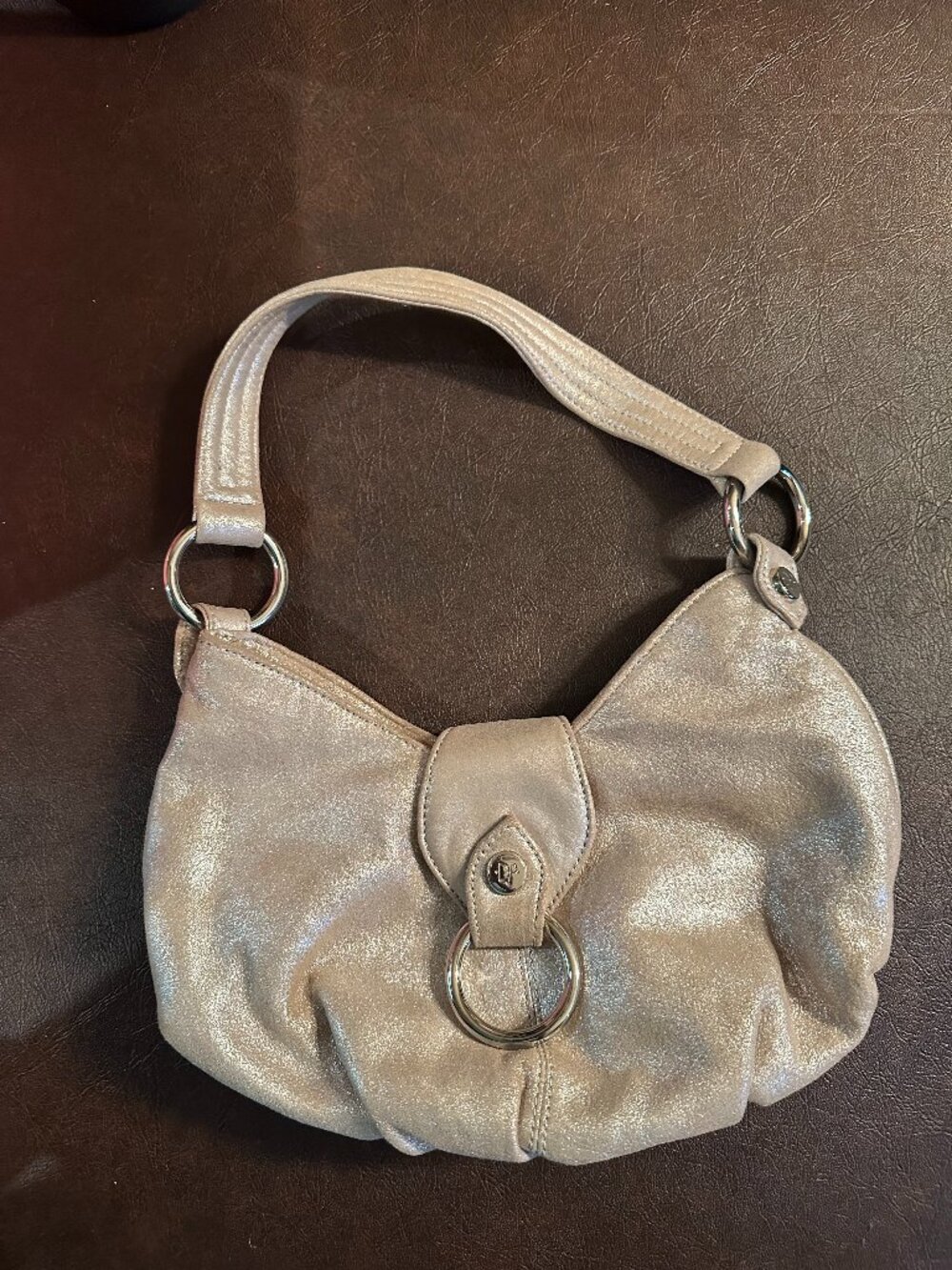 Donald J. Pliner Metallic Champagne Gold Leather Hobo Shoulder Bag